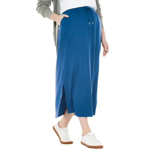 Woman Within Plus Size Sport Knit Side-Slit Skirt