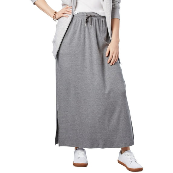 Woman Within Plus Size Sport Knit Side-Slit Skirt