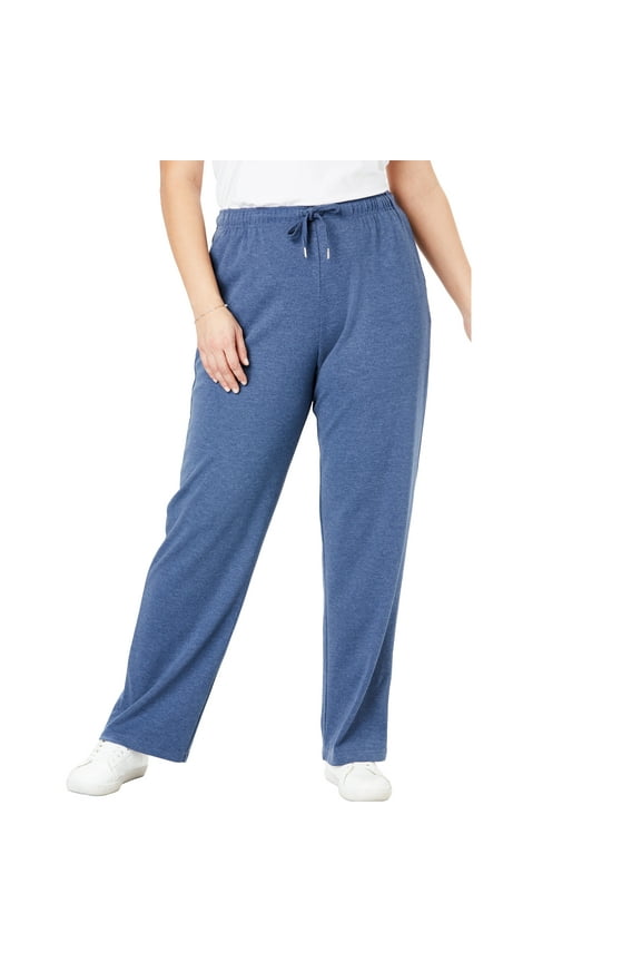 Plus Size Petite Sport Knit Straight-Leg Pull-On Pants