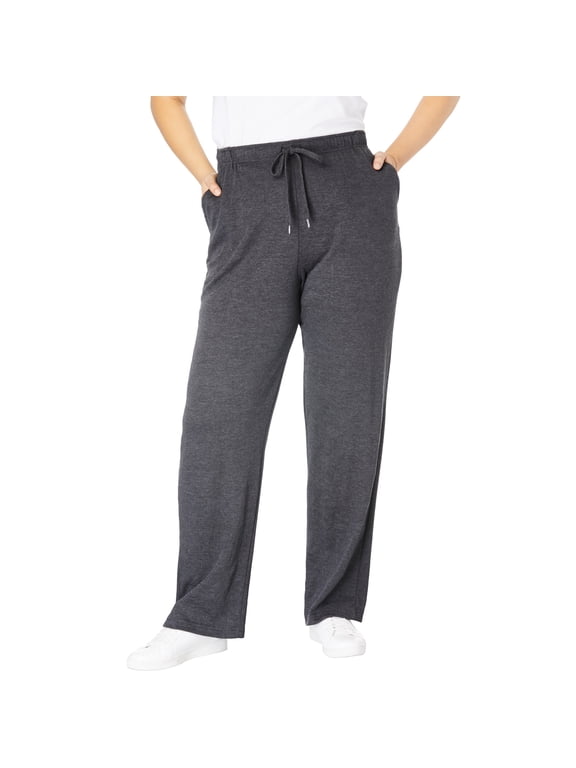 Plus Size Sport Knit Straight Leg Elastic Pant
