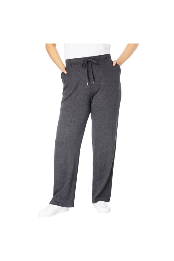 Plus Size Sport Knit Straight Leg Elastic Pant