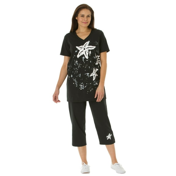 Woman Within Plus Size Starfish Tee And Capri Set
