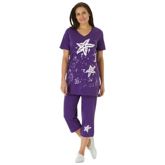 Woman Within Plus Size Starfish Tee And Capri Set