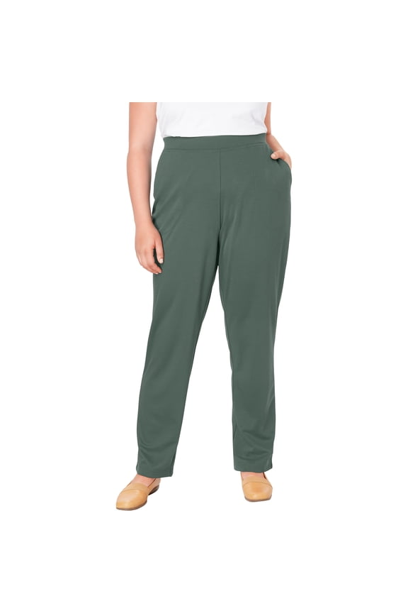 Plus Size Straight-Leg Stretch Ponte-Knit Pull-On Pants