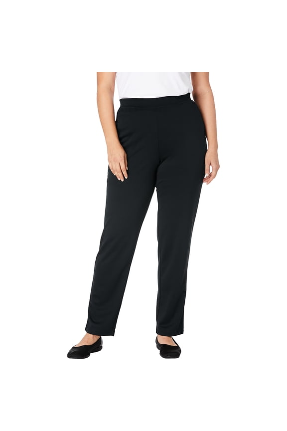 Plus Size Straight-Leg Stretch Ponte-Knit Pull-On Pants