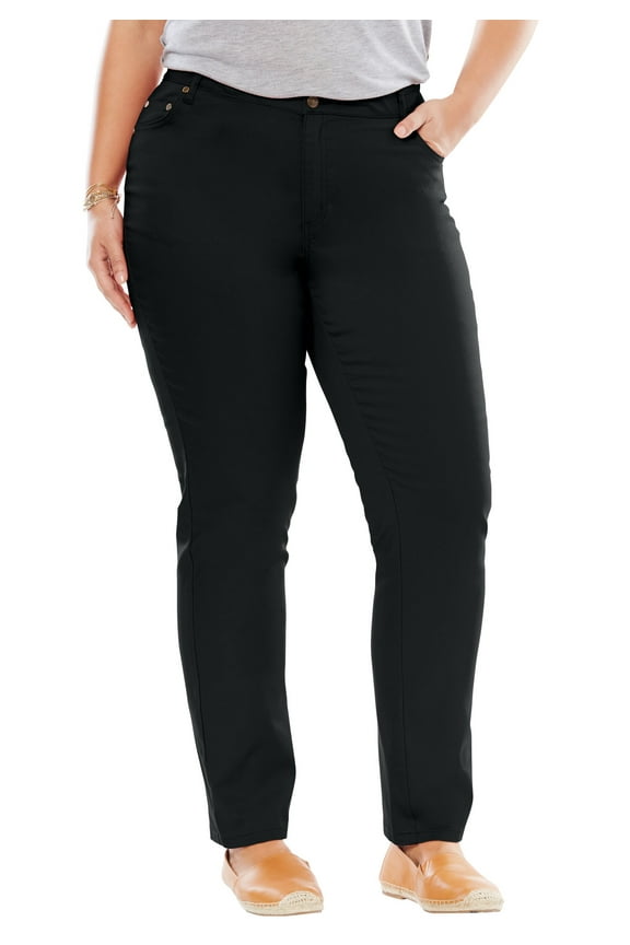 Plus Size Straight-Leg Stretch Denim Five-Pocket Jeans