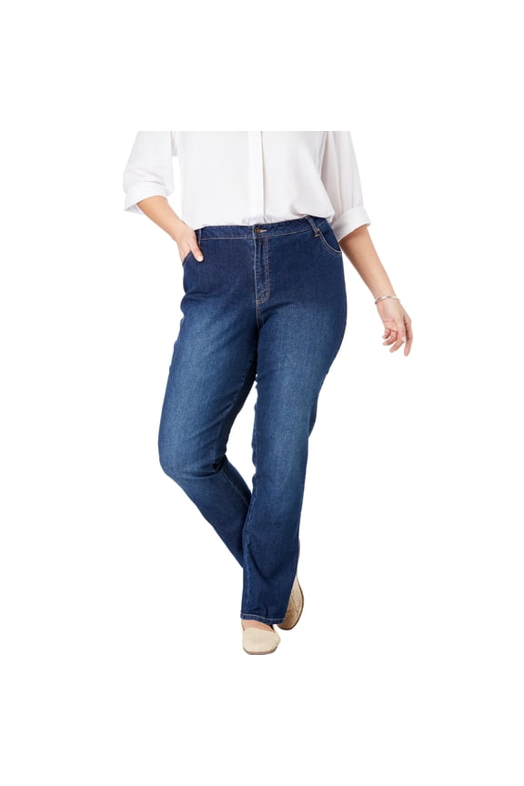 Plus Size Stretch Denim 5-Pocket Straight-Leg Jeans
