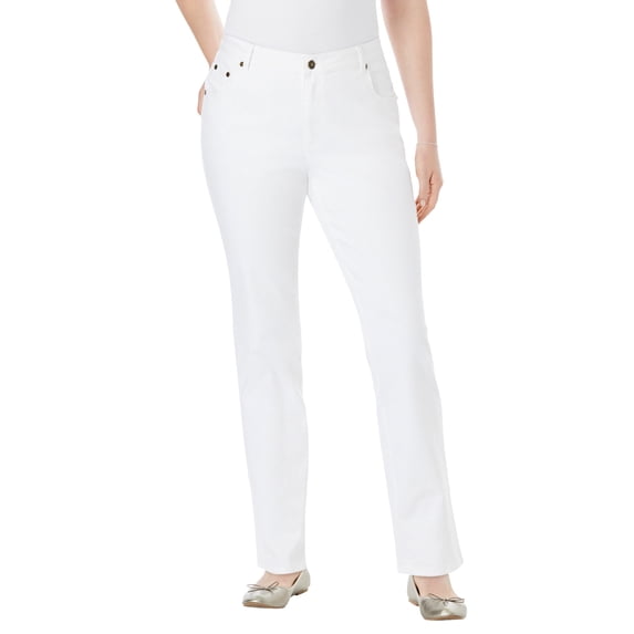 Woman Within Plus Size Stretch Denim 5-Pocket Straight-Leg Jeans