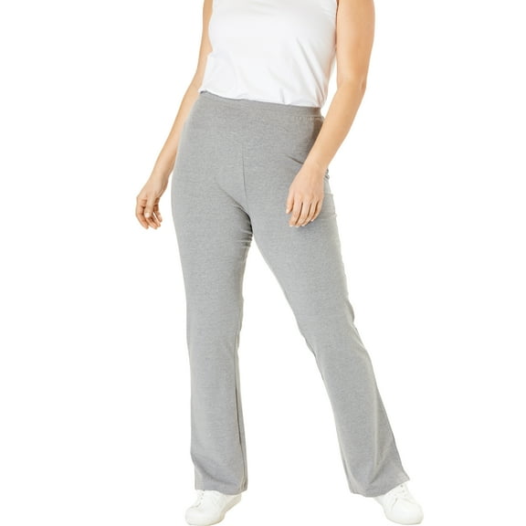 Woman Within Plus Size Stretch-Cotton Knit Pull-On Bootcut Leggings