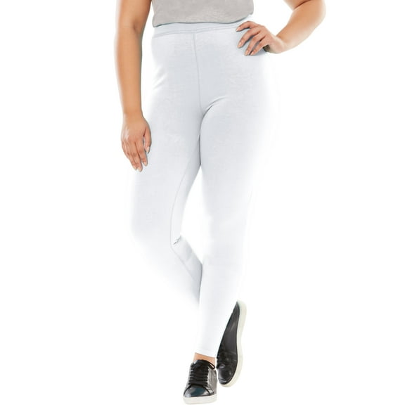 Woman Within Plus Size Tall Stretch-Cotton Knit Pull-On Leggings