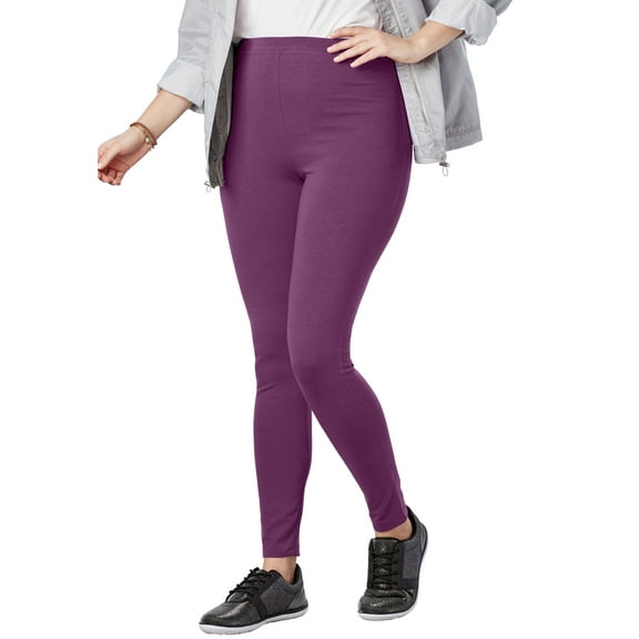 Woman Within Plus Size Stretch-Cotton Knit Pull-On Leggings