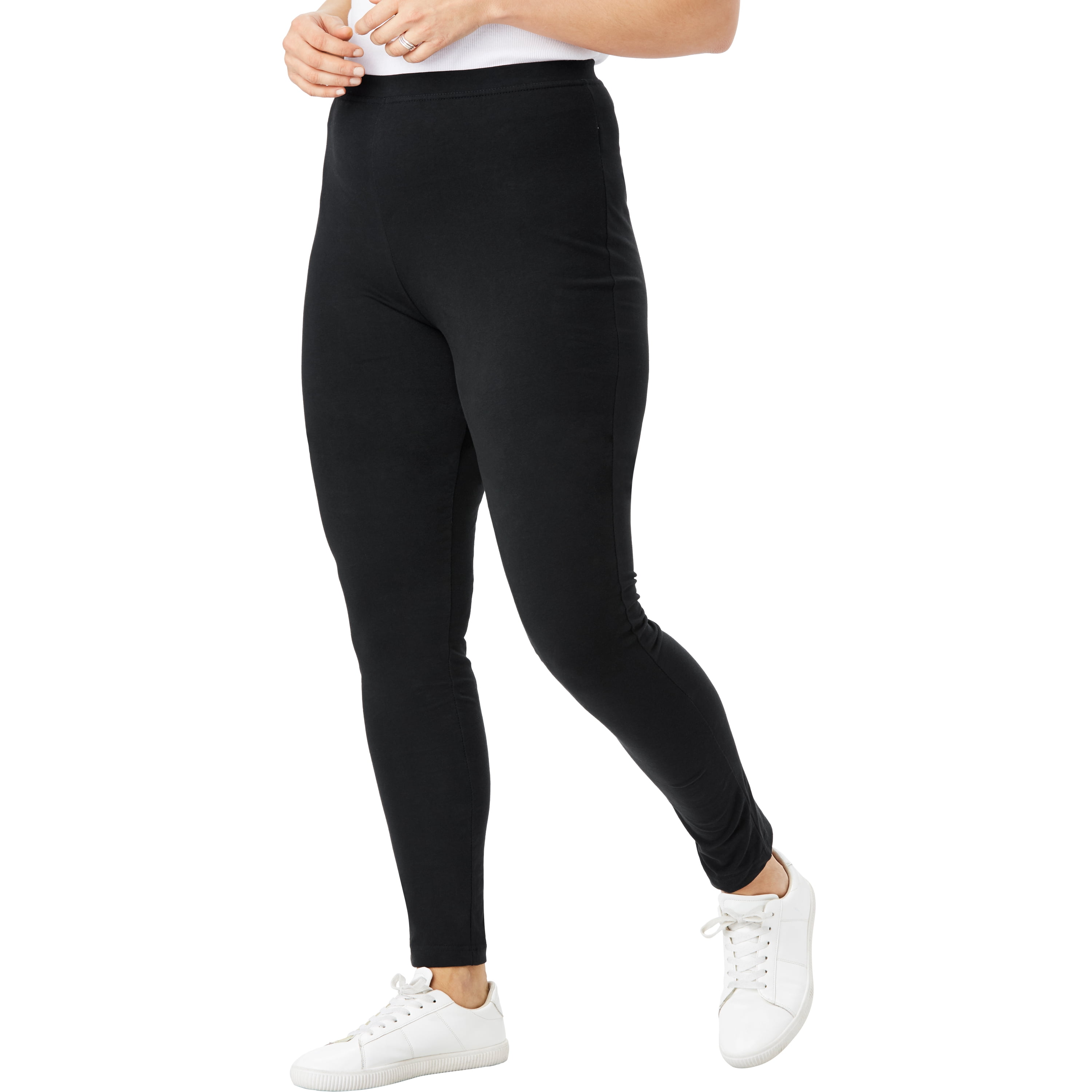 Plus Size Stretch-Cotton Knit Pull-On Leggings