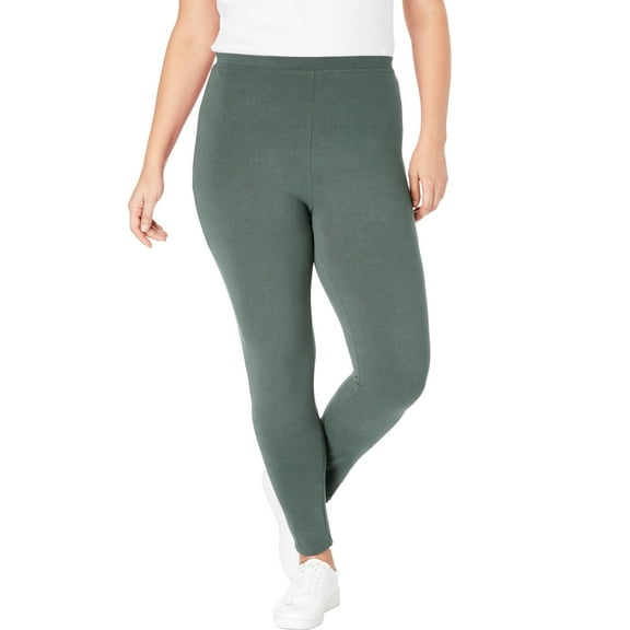 Woman Within Plus Size Stretch-Cotton Knit Pull-On Leggings