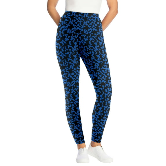 Woman Within Plus Size Tall Stretch-Cotton Knit Pull-On Printed Leggings