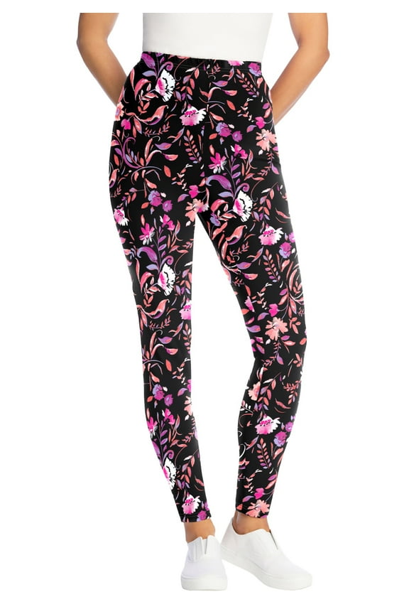 Plus Size Tall Stretch-Cotton Knit Pull-On Printed Leggings