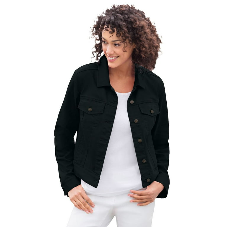 Size 20 black denim jacket deals