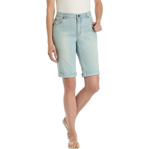 Woman Within Plus Size Stretch-Denim Five-Pocket Bermuda Jeans Shorts
