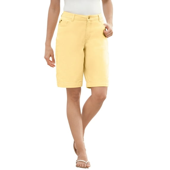 Woman Within Plus Size Stretch-Denim Five-Pocket Bermuda Jeans Shorts