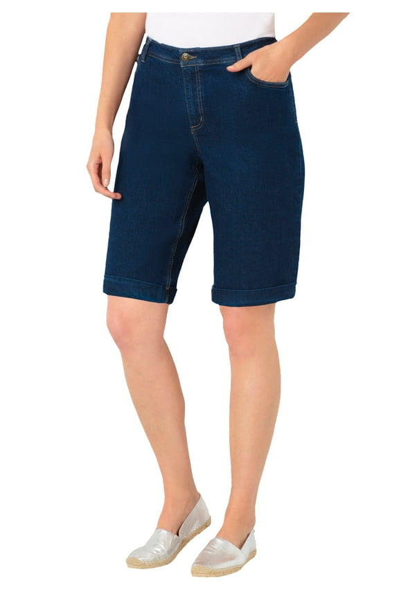 Plus Size Stretch-Denim Five-Pocket Bermuda Jeans Shorts