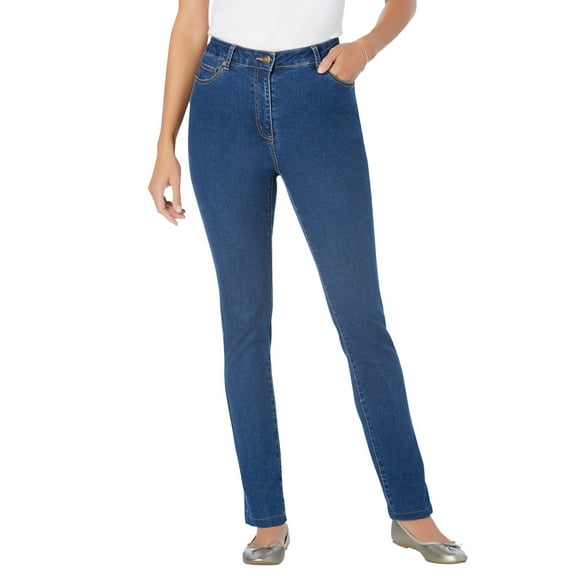 Woman Within Plus Size Stretch-Denim Slim-Leg Five-Pocket Jeans