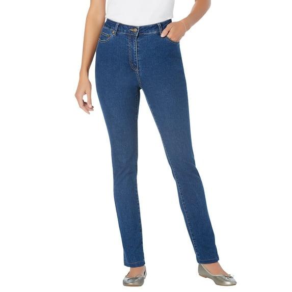 Woman Within Plus Size Stretch-Denim Slim-Leg Five-Pocket Jeans