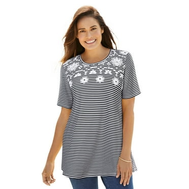 Woman Within Plus Size Striped Tee