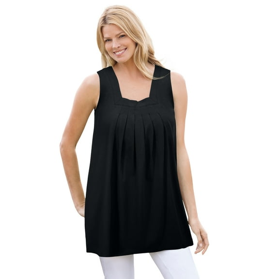 Woman Within Plus Size Swing Square Neck Pocket Tunic