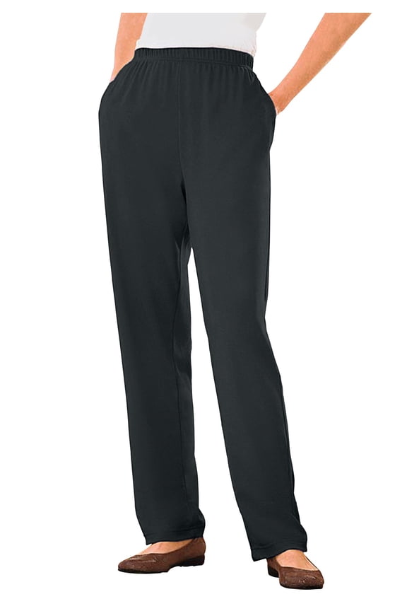 Plus Size 7-Day Straight-Leg Elastic-Waist Stretchy Knit Pant
