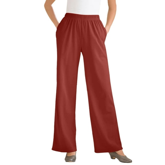 Woman Within Plus Size 7-Day Knit Wide-Leg Pull-On Pants