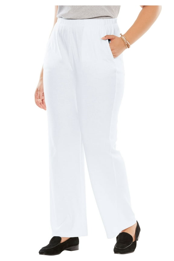 Plus Size Tall 7-Day Knit Wide-Leg Pull-On Pants