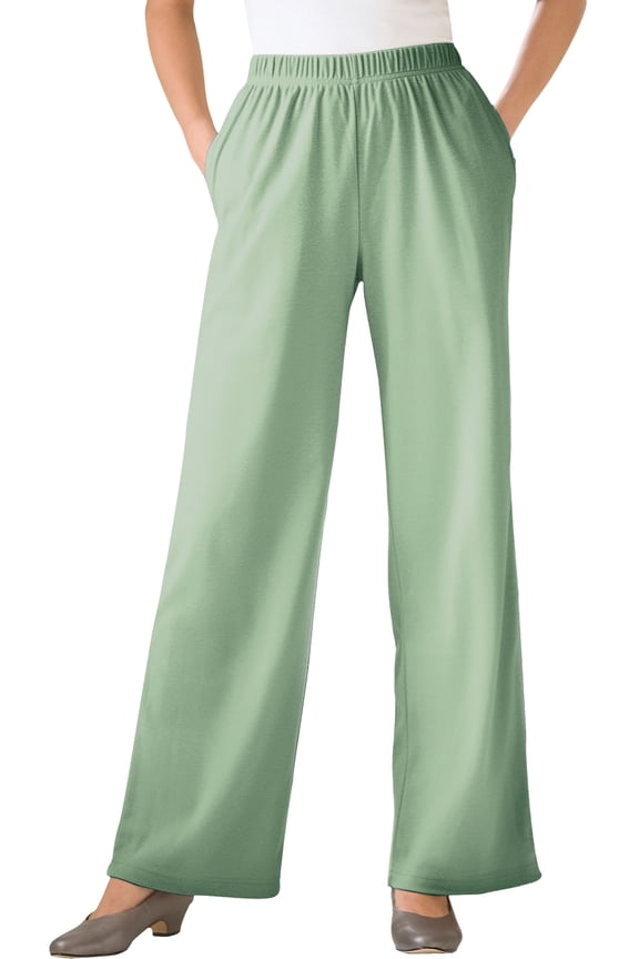 Plus Size Petite 7-Day Wide-Leg Elastic-Waist Stretchy Knit Pant