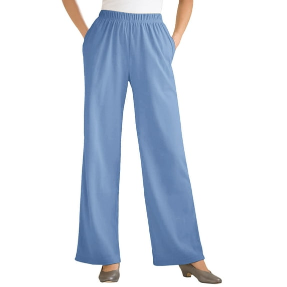Woman Within Plus Size Tall 7-Day Knit Wide-Leg Pull-On Pants