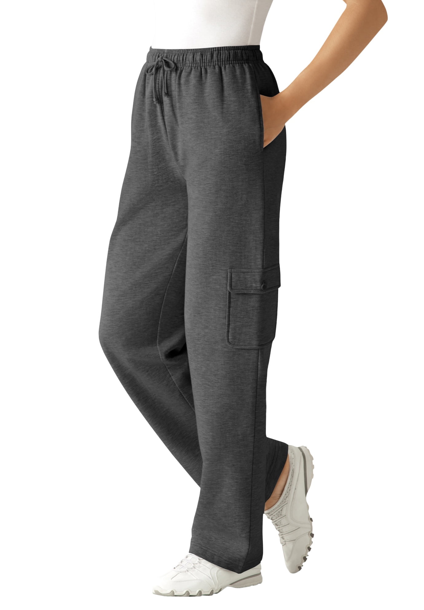 Woman Within Women's Plus Size Tall Better Fleece Cargo Sweatpant Pant ...