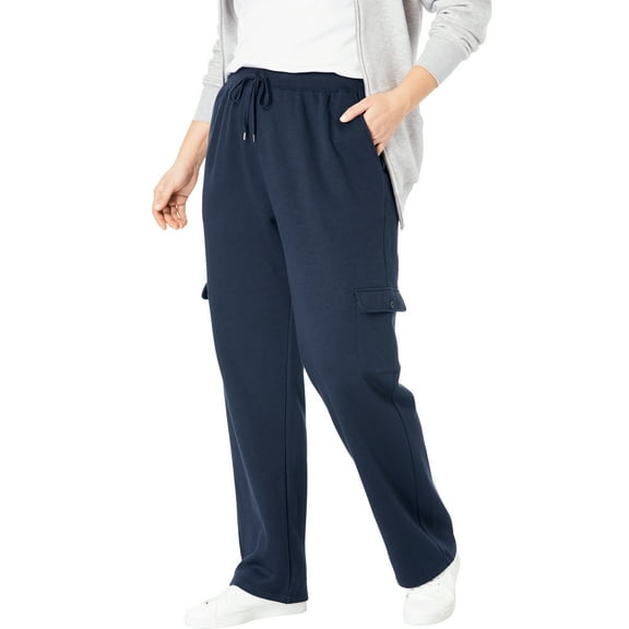 Woman Within Plus Size Better Fleece Cargo Sweatpant (Petite & Tall Available)