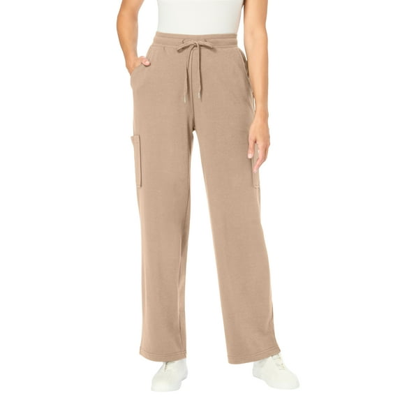 Woman Within Plus Size Petite Knit Pull-On Drawstring Cargo Pants