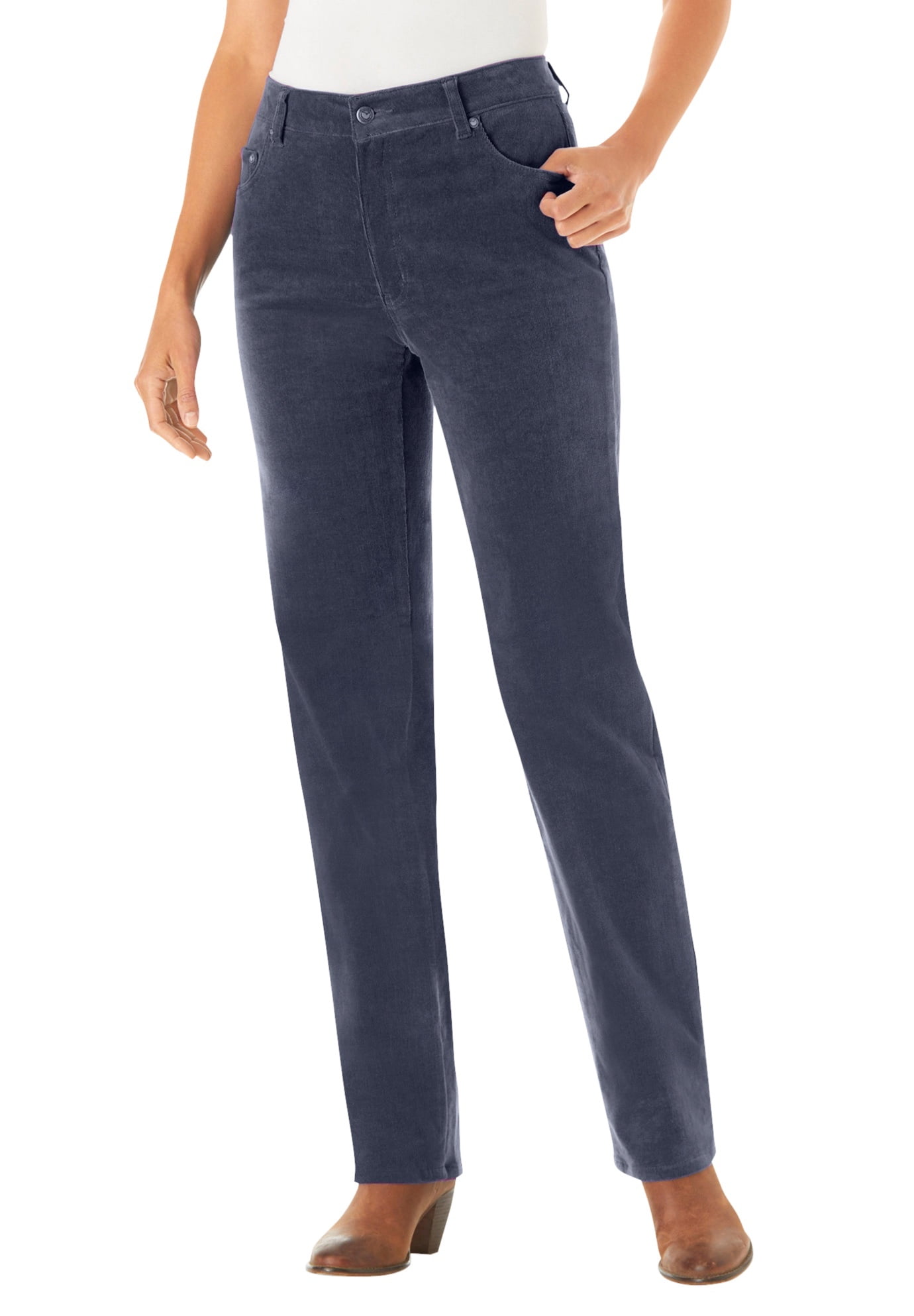 Woman Within Women s Plus Size Tall Corduroy Straight Leg Stretch