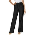 thumbnail image 1 of Woman Within Plus Size Tall Wide-Leg Drawstring Denim Pants, 1 of 4