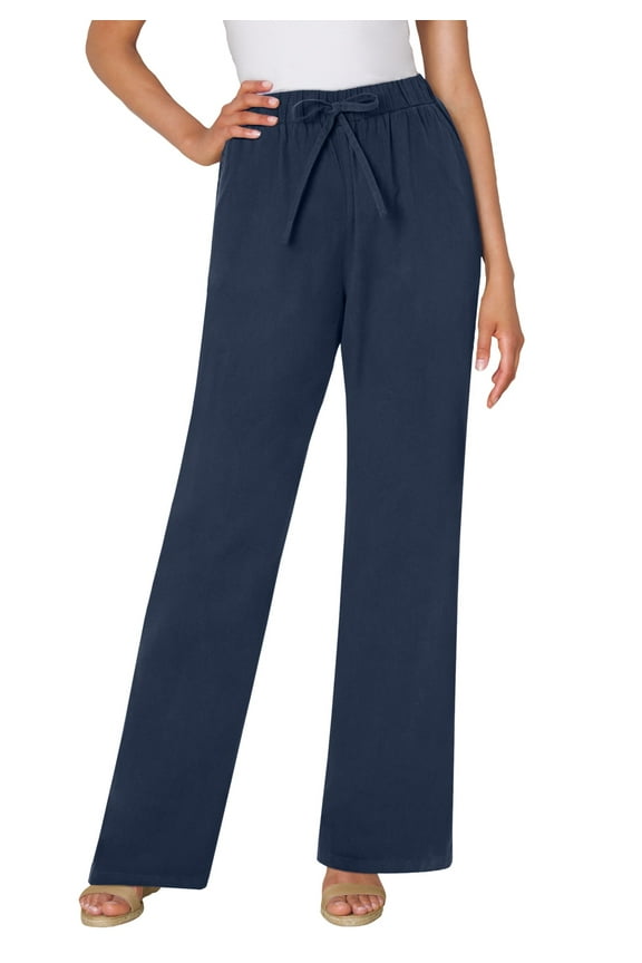 Plus Size Tall Wide-Leg Drawstring Denim Pants