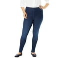 thumbnail image 1 of Woman Within Plus Size Tall Pull-On Elastic-Waist Stretch Fineline Denim Jeans, 1 of 6