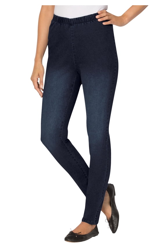Woman Within Plus Size Tall Fineline Stretch Denim Skinny Pull-On Jeans