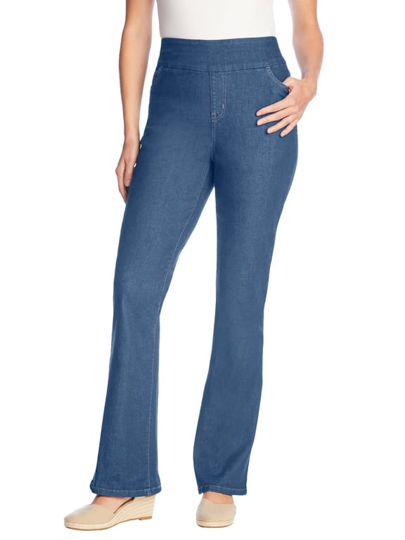 Plus Size Tall Smooth Waist Pull-On Flex Fit Bootcut Denim Jeans
