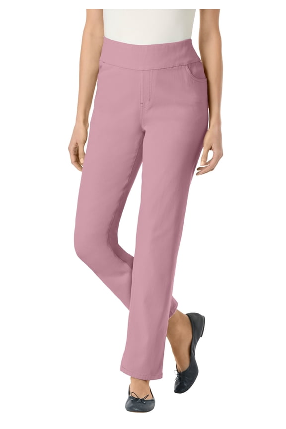 Plus Size Tall Flex Pull-On Straight-Leg Gap-Free Stretch Denim Jeans