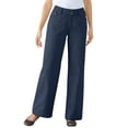 thumbnail image 1 of Woman Within Plus Size Tall Perfect Wide-Leg All-Cotton Denim Five-Pocket Jeans, 1 of 6