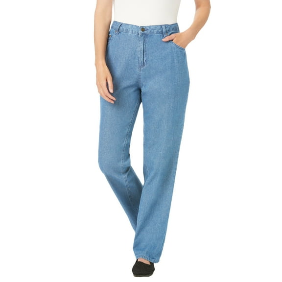 Woman Within Plus Size Tall Perfect Relaxed All-Cotton Denim Five-Pocket Jeans