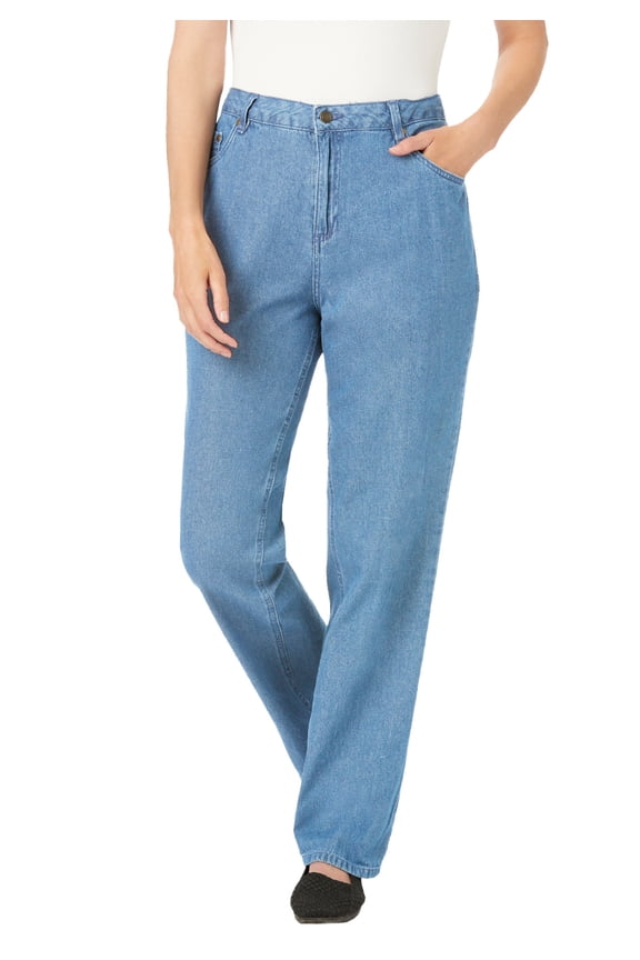 Plus Size Tall Perfect Relaxed All-Cotton Denim Five-Pocket Jeans