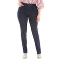 thumbnail image 1 of Woman Within Plus Size Tall Stretch Built-In Slimming Panel Straight Leg Jeans, 1 of 6