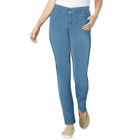 Woman Within Plus Size Tall Secret Solutions; Tummy Smoothing Straight-Leg Stretch Denim Jeans