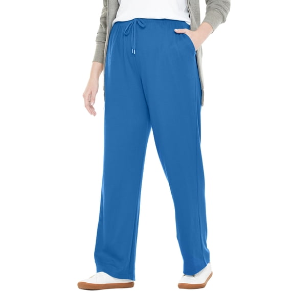 Woman Within Plus Size Tall Sport Knit Straight-Leg Pull-On Pants