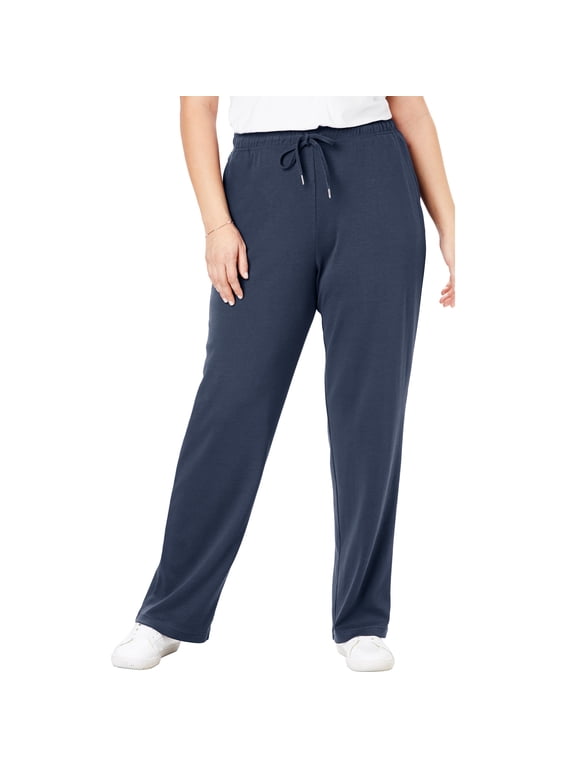 Plus Size Petite Sport Knit Straight Leg Elastic Pant