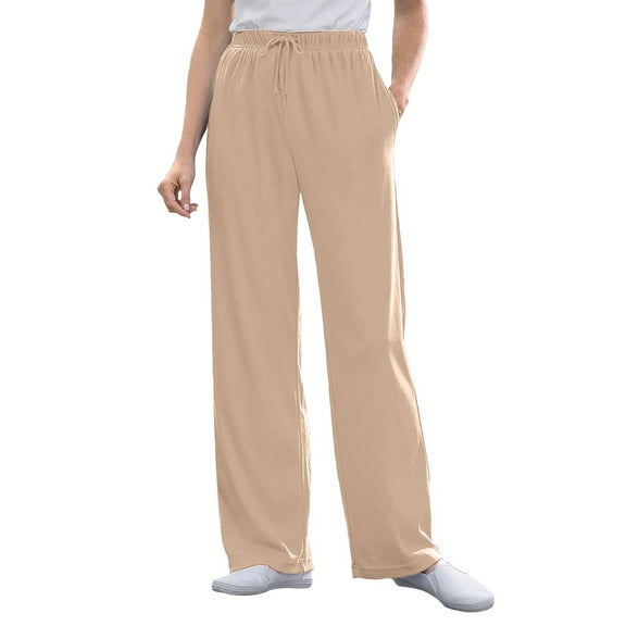Woman Within Plus Size Tall Sport Knit Straight-Leg Pull-On Pants
